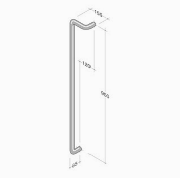 313 pba Handle in colored Nylon measures