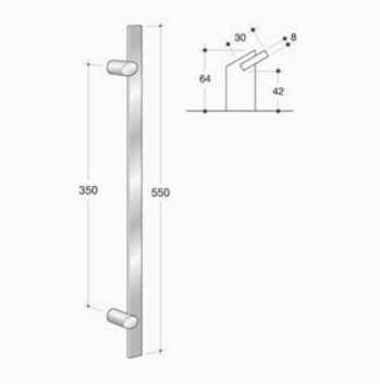 200.IT.041 pba Pull handle in stainless steel 316L