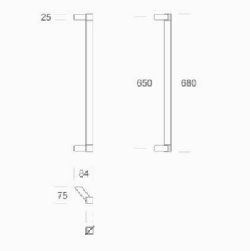 2CQ.621.065I pba Handle in stainless steel AISI 316L with Square Profile