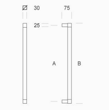 2CQ.621.065I pba Handle in stainless steel AISI 316L with Square Profile