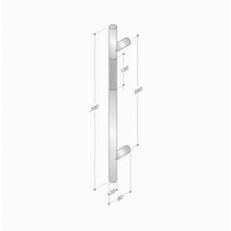 200.YOD.401 pba Pull Handle Wood and Stainless Steel AISI 316L