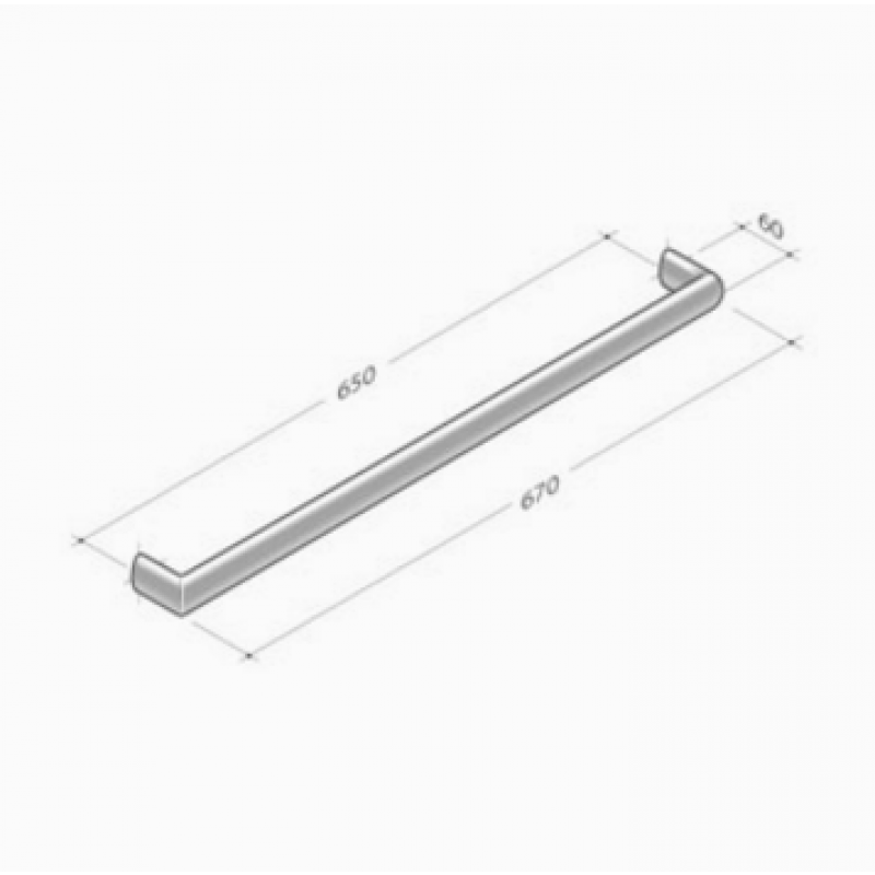 200E-001 pba Tubular Elliptical Pull Handles in Stainless Steel AISI 316L