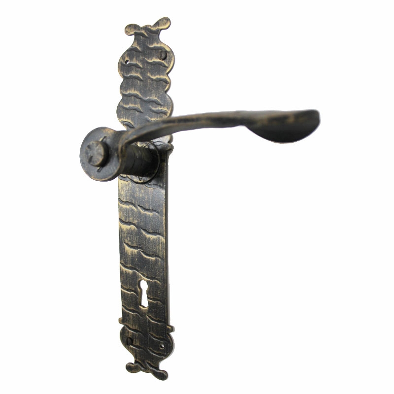 2052 Rectangular Wrought Iron Door Handle on Plate Lorenz Ferart