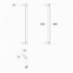 2CQ.621.065I pba Pull Handle in stainless steel AISI 316L with Square Profile