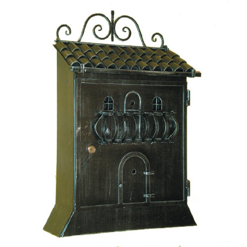6017 Wrought Iron Home Shape Mailbox Carrying Newspapers Lorenz Ferart