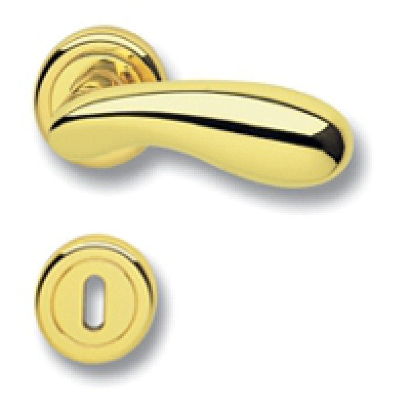 Pair of Ghidini Lever Handles Golf OLV M1 with Roses and Escutcheons