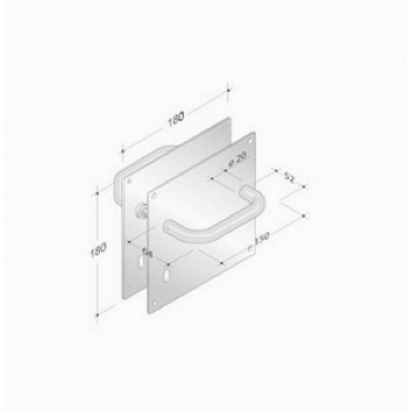 pba 2029/2001 Pair of Handles with Plate in Stainless Steel AISI 316L