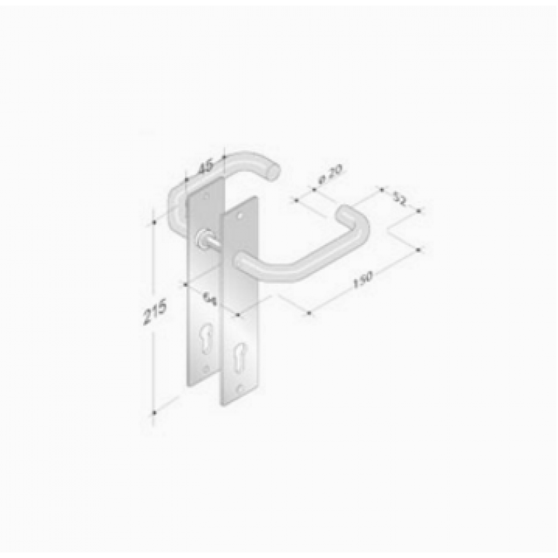 pba 2029/2001 Pair of Handles with Plate in Stainless Steel AISI 316L