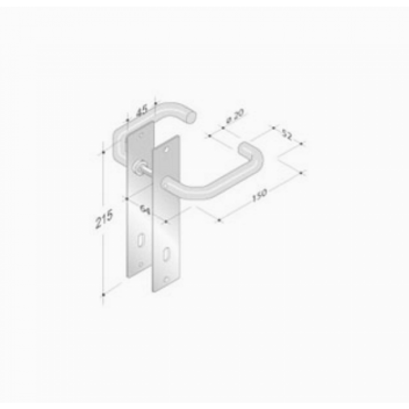 pba 2029/2001 Pair of Handles with Plate in Stainless Steel AISI 316L