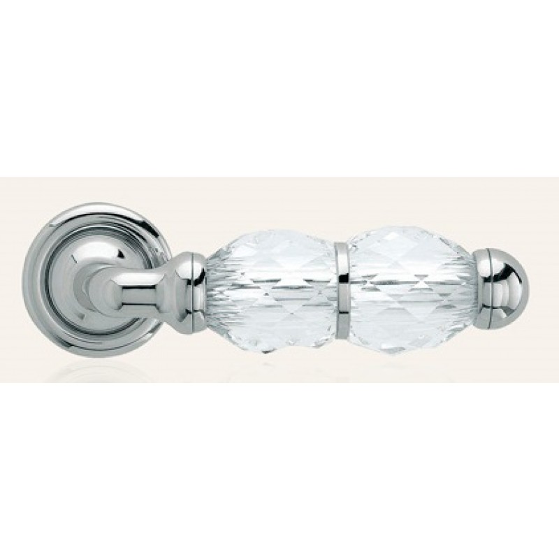 Crystal Polished Chrome Door Handle on Rosette Linea Calì Crystal