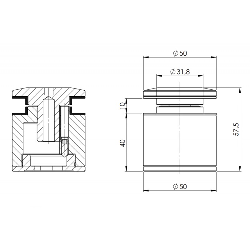 Spacer for Railings PHC-40 Inox Aisi 316 SpeedyByCasma