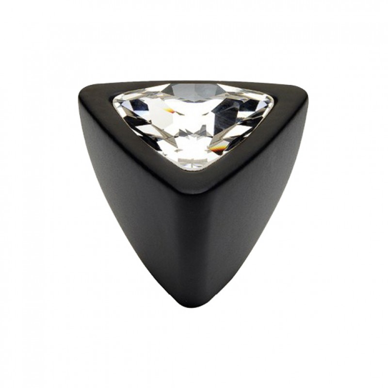 Furniture Knob Linea Calì Crystal 324 PB VE with Swarowski Matt Black