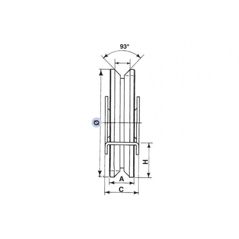 Wheel with Internal Support 1 Ball Bearing V Groove for Sliding Gates IBFM